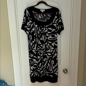 Coldwater Creek Black and White Abstract Shift Dress Size XL